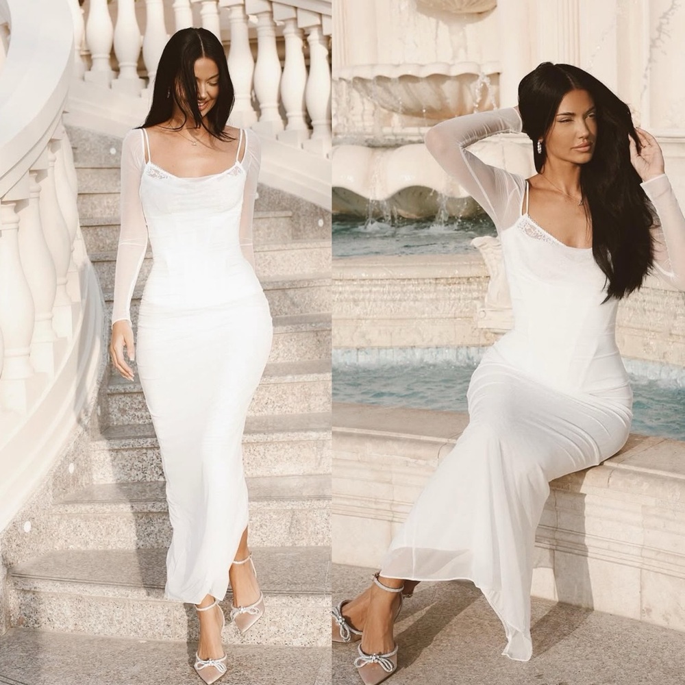 HOUSE OF CB M D-DD  'Katarina' White Maxi Dress‎ NWOT size M - Picture 4 of 17